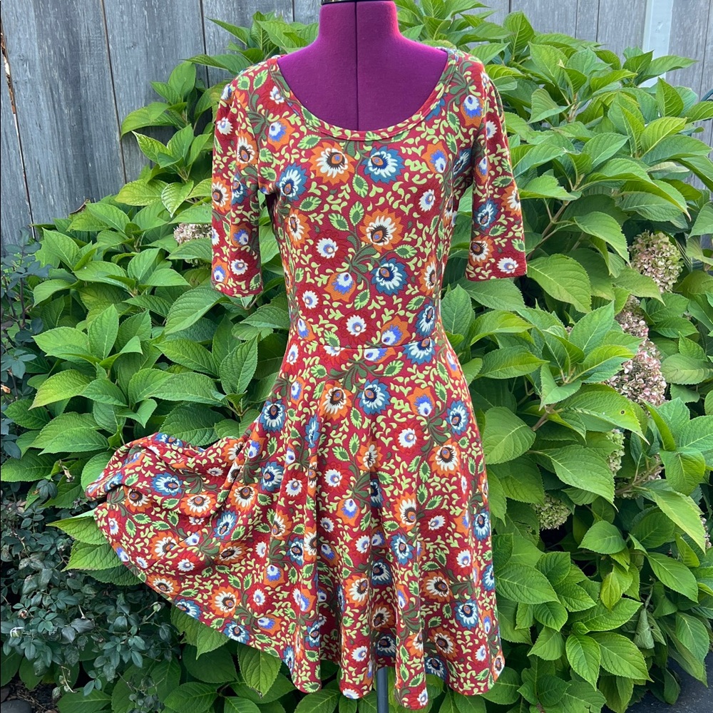 LuLaRoe Red Floral Midi Dress